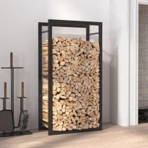 Largeight - Portant de Bois de Chauffage Noir Mat 50x28x94 cm Acier