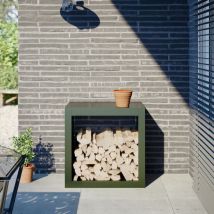 Torana - Portant de bois de chauffage vert 60x40x60 cm acier