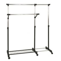 Pegane - Portant en tube d'acier Coloris Chromé-noir -l 94/160 x P49 x H103/170 cm