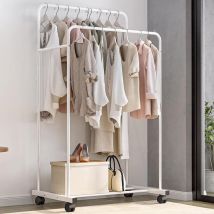 Portant à Vêtements à Roulettes Penderie Vêtements Solide pour Chambre Adulte Porte Manteaux Professionnel à 2 Pôles Multifontionnel pour Dressing