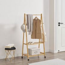 [en.casa] - Portant à vêtements à roulettes Öckerö Bambou 70 x 43 x 152 cm