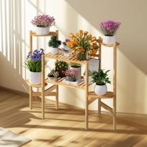 Portapiante da interno 6 Livelli Porta Vaso alto in legno di Bambù Portavasi da interno esterno Angolare da giardino
