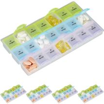 5x Portapillole 7 Giorni, 3 Scomparti, Mattino, Pomeriggio e Sera, Contenitore Farmaci Settimanale, Trasparente