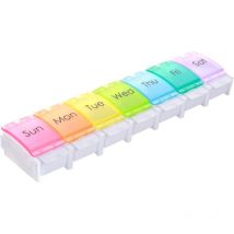 Linjou - Portapillole settimanale, Portapillole settimanale da viaggio portatile in plastica, Portapillole colorato con scomparti, Adatto per