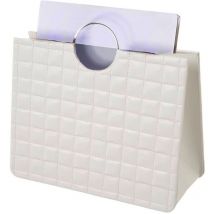 Lolahome - Portariviste Borsa in Ecopelle Bianco Manici Metallo Argentato 38 x 35 x 16 cm