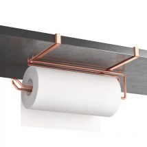 Portarotolo Porta Rotolo da Cucina con Gancio Salvaspazio in Rame 35x18x10 cm