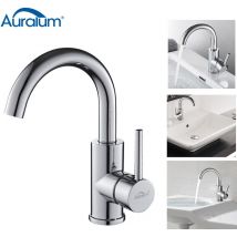 Auralum - Grifo Lavabo con Aireador Desmontable, 260mm Altura Grifo Baño Clásico, Giratorio a 360° Mezclador Monomando para Lavabo, Agua Fria y