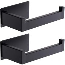 Linghhang - Portarrollos de papel higiénico de acero inoxidable para pared, sin necesidad de taladrar, apto para baño y cocina, color negro.
