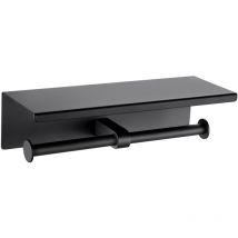 Auralum Max - Portarrollos de papel higiénico, Portarrollos de papel higiénico negro, Portarrollos doble, Portarrollos con estante, Montaje en pared