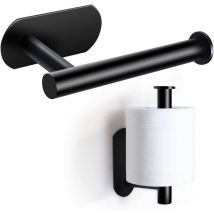 Phasat - Portarrollos de papel higiénico premium sin taladros, de acero inoxidable, para pared, para cocina y baño, color negro