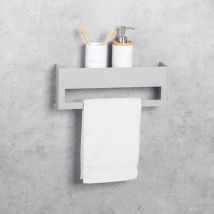 DASKE Porta asciugamani bagno con mensola, montaggio adesivo, grigio, KEYKA (40 cm)