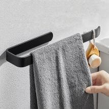 Memkey - 1 porta asciugamani da bagno senza anelli di foratura (nero opaco)