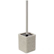 Scopino bagno da appoggio beige in resina effetto pietra