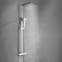Columna de ducha Termostática 38oC Cuadrado Conjunto de Ducha con 10 pulgadas Ducha Lluvia+Ducha de Mano con boquillas anticalcáreas - Auralum
