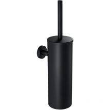 Escobilla de inodoro Negra con soporte Cepillo de Baño con tapa, Escobillero Negro montado en la pared de acero inoxidable