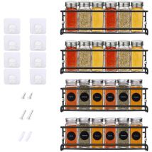 Portaspezie da parete, 4 x portaspezie da appendere in metallo per 24 bicchieri, 29 x 6.5 x 6.5 cm, organizer per spezie con materiale di montaggio