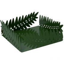 Portatovaglioli metallo foglia alloro verde scuro rettangolare cm16,5x16,5h6,5
