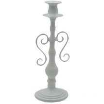 Portacandele candelabro metallo bianco 1 posto cmø11h30,5