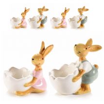 Portauovo e Cioccolati in Ceramica con Coniglio di Pasqua 4 pz