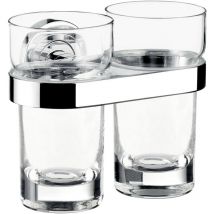 Emco - polo portavasos doble, cristal transparente, cromado,