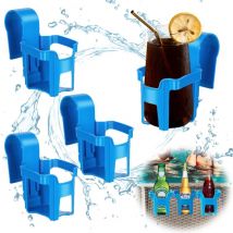 Portavasos para piscina KZQ, 4 piezas, portabotellas, portavasos multifuncional para piscina, ideal para fiestas en la playa y bañeras (azul)