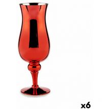 Giftdecor - Portavelas cristal rojo 13,5 x 35 x 13,5 cm (6 unidades)