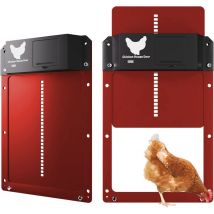 Porte Automatique Poulailler, Porte Poulailler Automatique Solaire,Automatique Etanche de Poulailler Automatique à Induction à Pile Rouge