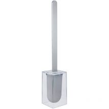 Koh-i-noor - Porte-balai wc mural materia en aluminium brillant éloxé chromé et pot en polycarbonate - 9,5 x 9,5 x h53 cm - avec adhésif 3M