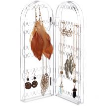 Porte Bijoux Acrylique Présentoir Joaillerie Pliable Boucles d'oreille Colliers 28x21x2 cm Limpide - Relaxdays