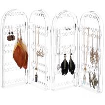 Porte Bijoux Acrylique Présentoir Joaillerie Pliable Boucles d'oreille Colliers 28x42x2 cm Limpide - Relaxdays