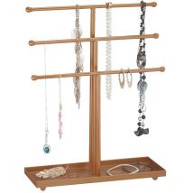 Relaxdays - Porte-bijoux, forme t, 3 niveaux pour colliers, bracelets, boucles d'oreilles, plateau, métal, bronze