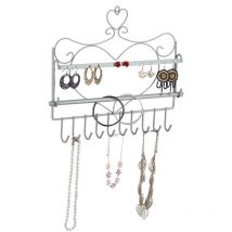 Relaxdays - Porte-bijoux mural, pour colliers, boucles d'oreilles, bracelets, look romantique, HLP 30x36,5x3,5 cm, argenté