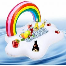 Grecquemyth - Porte-Boisson Gonflable, Bouées Piscine, Bar Flottant Pour Piscine, Porte Gobelet Piscine, Porte Gobelet Flottant Rainbow Cloud
