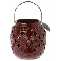 Porte bougie en céramique bordeaux – Hauteur : 13 cm – Diamètre : 11 cm – Bougeoir