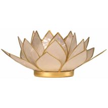 Porte Bougie Fleur De Lotus Perle Et Or