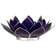 Porte Bougie Fleur De Lotus Violet Et Argent 7 Ème Chakra