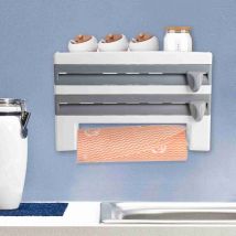 Treetalk - Porte-bouteille de sauce de cuisine, porte-serviettes en papier, porte-ustensiles de cuisine, film alimentaire, coupe grise