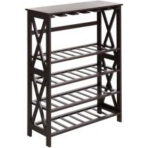 Porte-Bouteilles Classique en mdf Pieds en Bois de Pin Casier à Vin et Verre Marron Foncé Rothesay