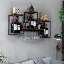 Porte-bouteilles de vin mural en métal - Étagère à vin multifonction - Étagère de rangement pour vin - Étagère de rangement - Pour la maison, la