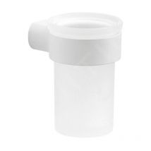 Sapho Gedy Pirenei - Verre pour brosse à dents et dentifrice, avec support, blanc mat/verre satiné PI1002