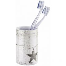Bagnoclic - Wenko Star - Porte-brosse à dents en céramique gris tourterelle, 6,8 x 6,8 x 10,8 cm