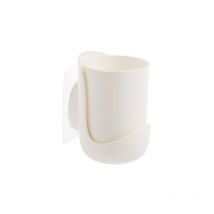 Porte-brosse à dents mural sans trou, support de rangement pour gobelets de rince-bouche(Blanc)