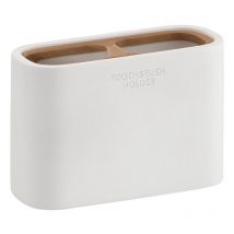 Portaspazzolini d' appoggio Gedy linea Ninfea in resina e legno colore Bianco Matt
