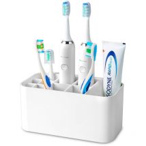 Porte Brosse à Dents ,Porte-Brosse à Dents électrique Multifonctionnel,Porte-Brosse à Dents Mural,4 Fentes pour brosses à Dents + 6 Fentes pour têtes