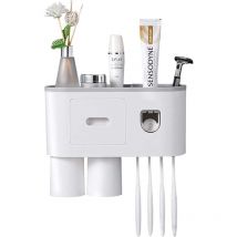 Porte Brosse Dent- Support de Brosse à Dents Mural -Distributeur Automatique de Dentifrice - Ahlsen