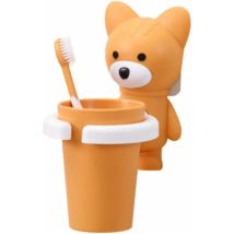 Heytea - Porte-brosse à dents en forme de renard jaune pour enfants, avec ventouse, organisateur mural pour salle de bain, ustensiles de dentifrice