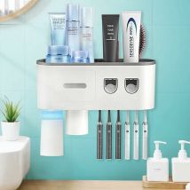 Lucky-88 - Porte-Brosse à Dents Mural Avec 2 Distributeurs Automatiques De Brosse à Dents Pour Salle De Bain Et Toilettes, 6 Porte-Brosse à Dents,