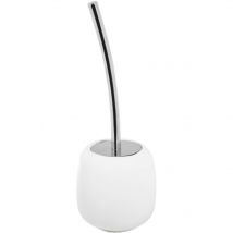 Porte-brosse sur pied pour wc décor salle de bain en polyrésine blanc mod. Afra
