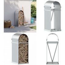 Vidaxl - Porte-bûches argenté 40x45x100 cm acier galvanisé - Porte-bûches - Rangement Bûches - Abri à Bûches - Stockages Bûches - Cheminée - Home &