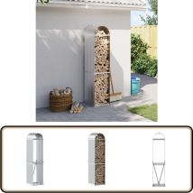 Porte-bûches argenté 40x45x170 cm acier galvanisé - Porte-bûches - Rangement Bûches - Abri À Bûches - Stockage Bois - Cheminée